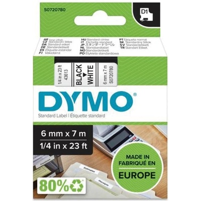 páska DYMO 43613 D1 Black On White Tape (6mm) (S0720780)