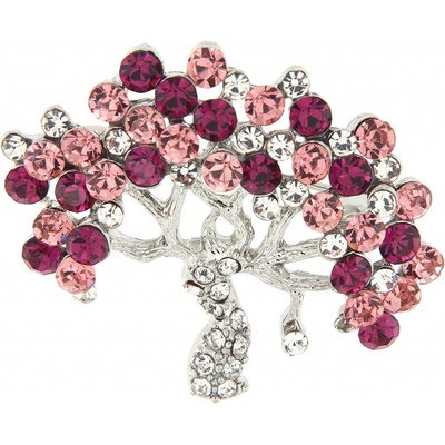 Biju brož strom života s broušenými kamínky růžová 9001673-3 9001673-5