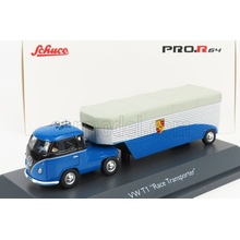 Schuco Volkswagen T1b Continental Motors Porsche Car Transporter 1962 Modrá Černá 1:64