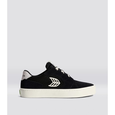 Cariuma T20 PRO Black Suede and Mesh Ivory Logo Sneaker