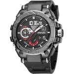 SMAEL Спортен мъжки часовник Smael Sport Shock, Двойно време, Хронограф, LED Подсветка, Черен (SMAEL-8060-BLACK-BLACK) Часовници