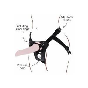 ToyJoy Get Real Pleasure Harness Black - Adjustable Comfort System, 3 Silicone Rings