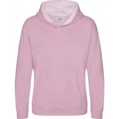 Just Hoods dětská mikina s kontrastní kapucí Colorful pastelová růžová arktická bílá