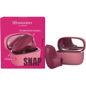 Womanizer Snap - стимулатор за клитор с въздушни вълни с кутия за зареждане (червен)