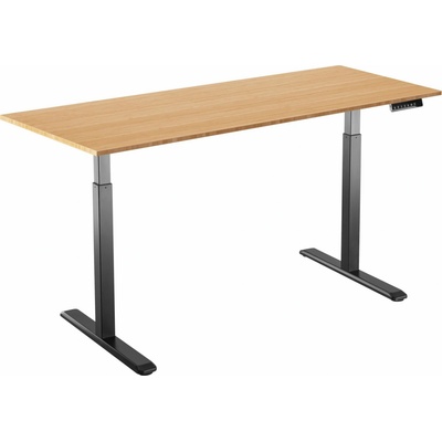 AlzaErgo Table ET2 černý + deska 160×80 cm bambusová zaoblená