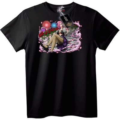 NOONEBRAND Тениска Anime Роза и фойерверки - 7XL, White