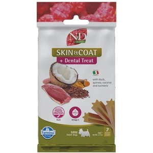 Farmina N&D Quinoa Skin & Coat Dental Care Treat With Duck, Coconut and Turmeric Mini - Дентални стикове за кучета от дребни породи с патешко, киноа, кокос и куркума - 60 гр, Италия - KND0006009