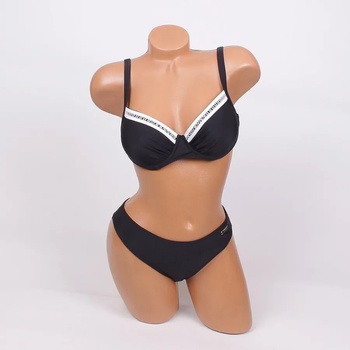 Image 1 of Моден бански в черно с бели ленти - чашка В