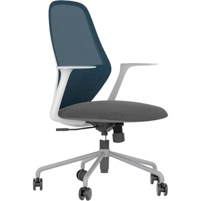 Antares Работен стол Antares TEMPO, до 120кг, дамаска/мрежа, TILT механизъм, коригиране на височината, заключване в позиция, синьо-сив (TEMPO-BLUE)