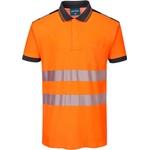 Portwest hi-vis pw3 pw317 / Мъжка светлоотразителна поло тениска с къс ръкав - hv оранжево/черно 4xl (pw317obr4xl)