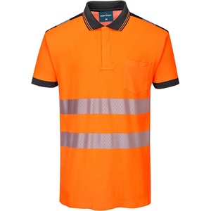 Portwest hi-vis pw3 pw317 / Мъжка светлоотразителна поло тениска с къс ръкав - hv оранжево/черно 4xl (pw317obr4xl)