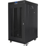 Lanberg Комуникационен шкаф Lanberg rack cabinet 19" free-standing 22U/800x800 (flat pack) with glass door lcd black v2 (FF01-8822-23BL)