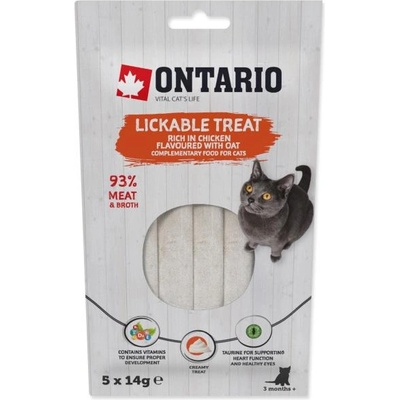 ONTARIO лакомство за котки с пилешко + овес 5x14g
