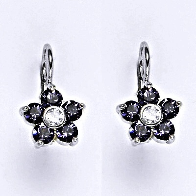 Čištín Zlaté náušnice, Swarovski tanzanite krystaly, bílé i žluté zlato - NK 1444