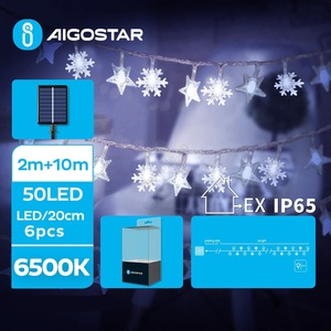 Aigostar - LED соларна гирлянда 50xLED/8 функции 12m IP65 студено бяло (AI0410)