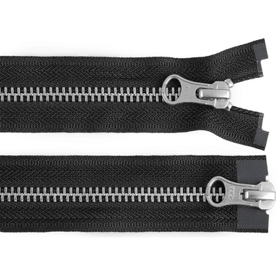 Zip kovový YKK No 5 dělitelný 2 jezdce / dvoucestný 60 cm na kožené bundy Varianta: černá barva nikl, Balení: 1 ks 60216/155418/284893