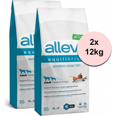 Alleva Equilibrium Sensitive Adult Medium / Maxi Ocean Fish 2 x 12 kg