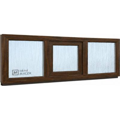 KÖMMERLING 70 AD, 2400 x 500 mm tmavý dub/bílá (jednostranně), sklo ornamentální (kůra čirá) neotevíratelné typ FIX/S/FIX