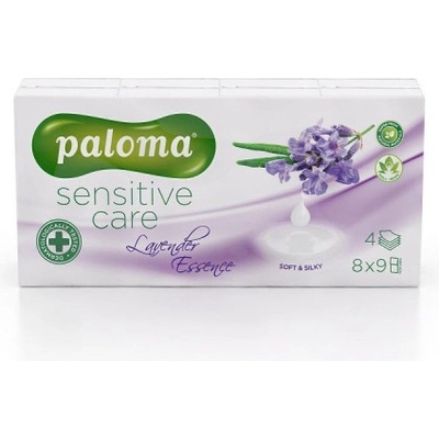 Paloma Lavender papírové kapesníčky 4-vrstvé 8 x 9 ks