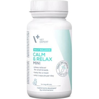 VetExpert Calm&Relax Mini výživový doplnok pre psy a mačky na zníženie pocitu stresu a úzkosti 30 kapsúl