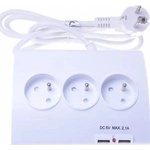 PremiumCord Prelocking power 230V 1.5m 5 sockets+switch+2x USB 2A