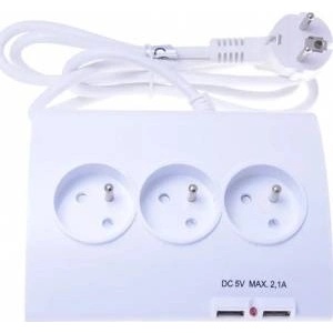 PremiumCord Prelocking power 230V 1.5m 5 sockets+switch+2x USB 2A
