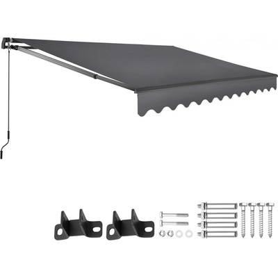 tectake 406133 výsuvná markýza ornella s držákem na zeď - 300 x 250 cm,černá