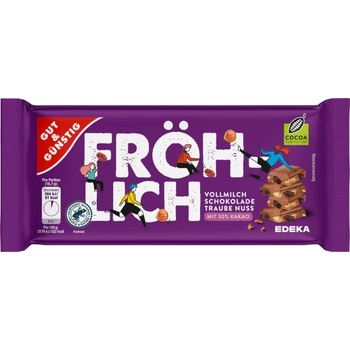 G&G Jemná alpská čokoláda s hrozienkami a orieškami, 100 g