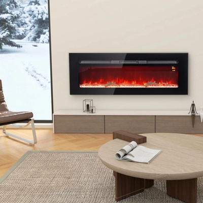 Homcom Nástěnný elektrický krb 1800 W černý