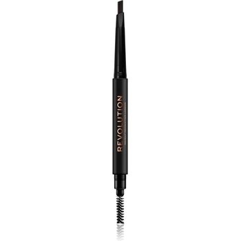 Makeup Revolution Duo Brow Definer прецизен молив за вежди цвят Dark Brown 0, 25 гр