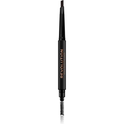 Makeup Revolution Duo Brow Definer прецизен молив за вежди цвят Dark Brown 0, 25 гр
