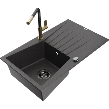 Mexen Cesar гранитна кухненска мивка с 1 отделение с отцедник и кухненски (6514-76-670401-75-B)