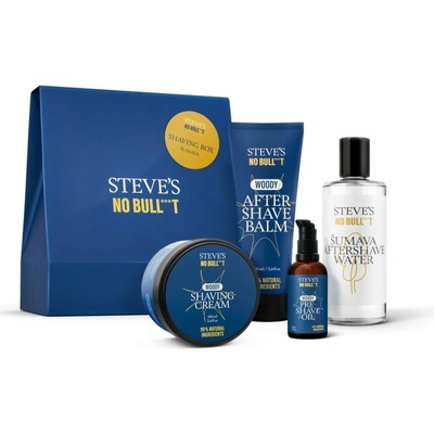 Steves No Bull***t Sandalwood krém na holení 100 ml + balzám po holení 100 ml + olej před holením 50 ml + Šumava voda po holení 100 ml