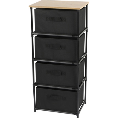 DOCHTMANN Regál s úložnými boxy černý 4 police 39x29,7x89cm
