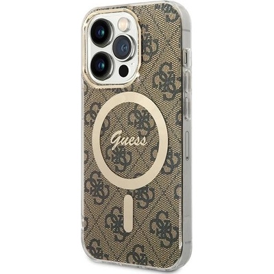 GUESS Калъф Guess IML 4G MagSafe за iPhone 15 Pro - кафяв
