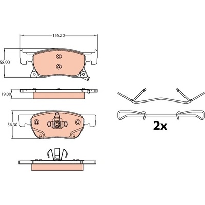 TRW Sada brzdových platničiek kotúčovej brzdy GDB2138