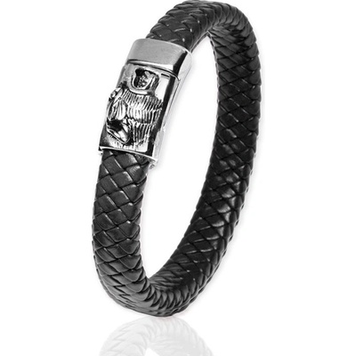 Impress Jewelry pánský splétaný kožený náramek Šakal Černý 2304201100441969SC