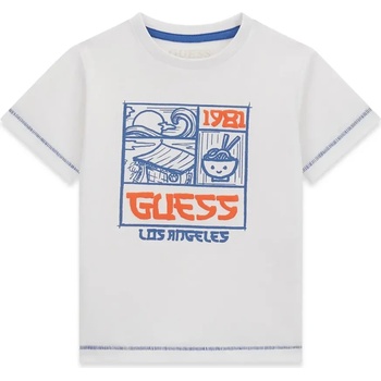 GUESS Бяла тениска с контрастна апликация за мини момче Guess