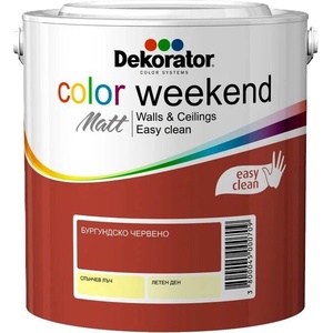 Dekorator Цветен латекс DEKORATOR Color Weekend Matt Бургундско червено - 2.5 литра (11-034)