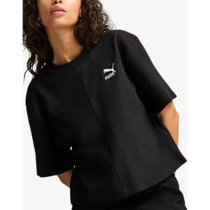 PUMA Classics Ribbed Relaxed Tee Black - magazinko
