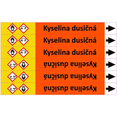 Grafiko | Kyselina dusičná - dle ISO 20560 - Materiál Samolepící PVC folie, Rozměr aršík 6 ks 52x385 mm