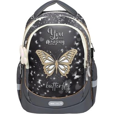 Belmil Ученическа чанта, с цип, BELMIL "Leisure Plus Starlight Butterfly", starlight butterfly (338-87/23)