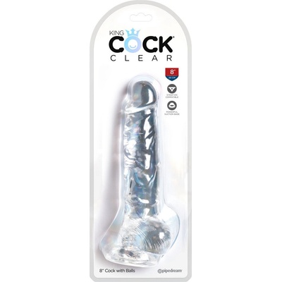 King Cock Clear 8 přísavkový dildo s varlaty 20 cm