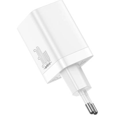 Зарядно устройство Baseus Super Si Pro (CCSUPP-E02), от контакт към USB A(ж)/USB C(ж), 12V/2.5A, бяло, 30W (CCSUPP-E02)