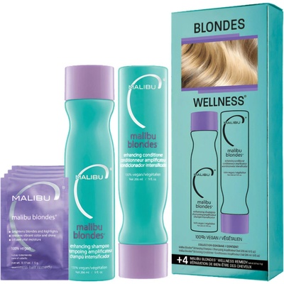 Malibu Blondes Enhancing Collection šampón 266 ml + kondicionér 266 ml + wellness sáčky 4 ks darčeková sada