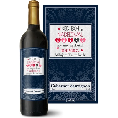 Sablio Keď Boh nadeľoval lásku Cabernet Sauvignon Červené víno 12 % 0,75 l (holá fľaša)