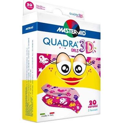 QUADRA 3D Dívky Dětská barevná náplast 20 ks 2 vel.