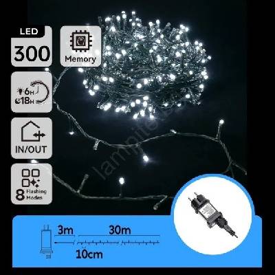 Aigostar - LED външна коледна гирлянда 300xLED/3, 6W/230V 30m IP44 студено бяло (AI2122)