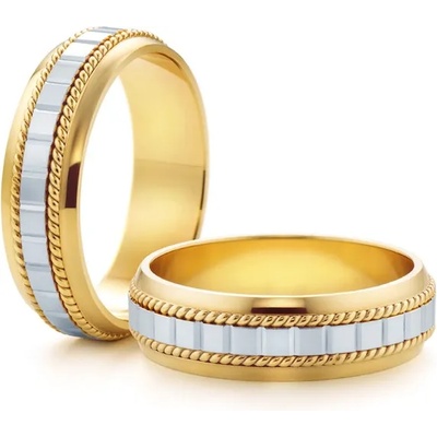 SAVICKI Сватбени халки: двуцветно злато, полукръгъл профил. 5.5 мм