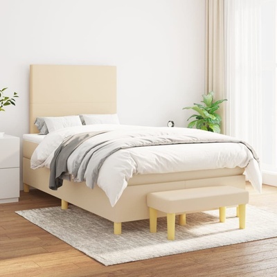 vidaXL Box spring postel s matrací 3136986 textil krémová